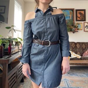 BCBG off shoulder mini shirt dress